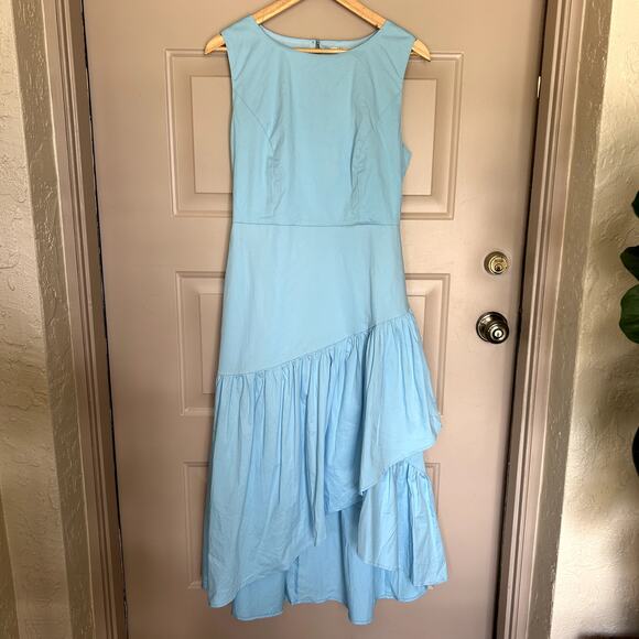 Linen Vibes Cinderella Blue Cotton Ruffle French Vintage Cotton Dress Size M - Picture 2 of 15
